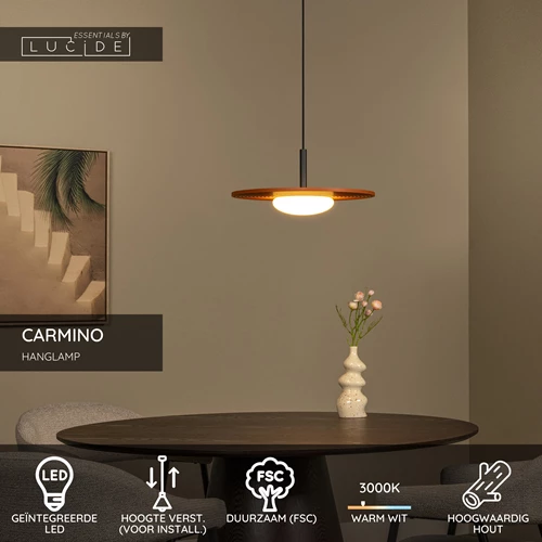Lucide CARMINO - Hanglamp - Ø 38,7 cm - LED - 1x8W 3000K - Terracotta | Essential - USP